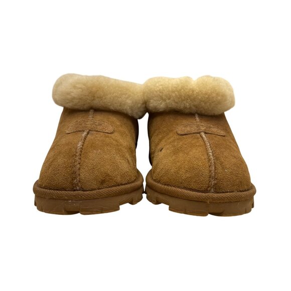 UGG Women’s Chestnut Suede Sheepskin-Lined Short Slip-On Winter Boots Size 9 - Picture 2 of 11
